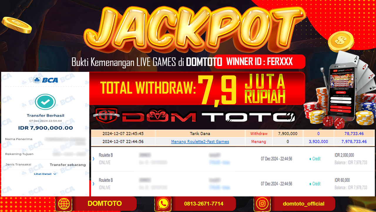 JACKPOT LIVE GAME ROULETTE 07 DESEMBER 2024 
